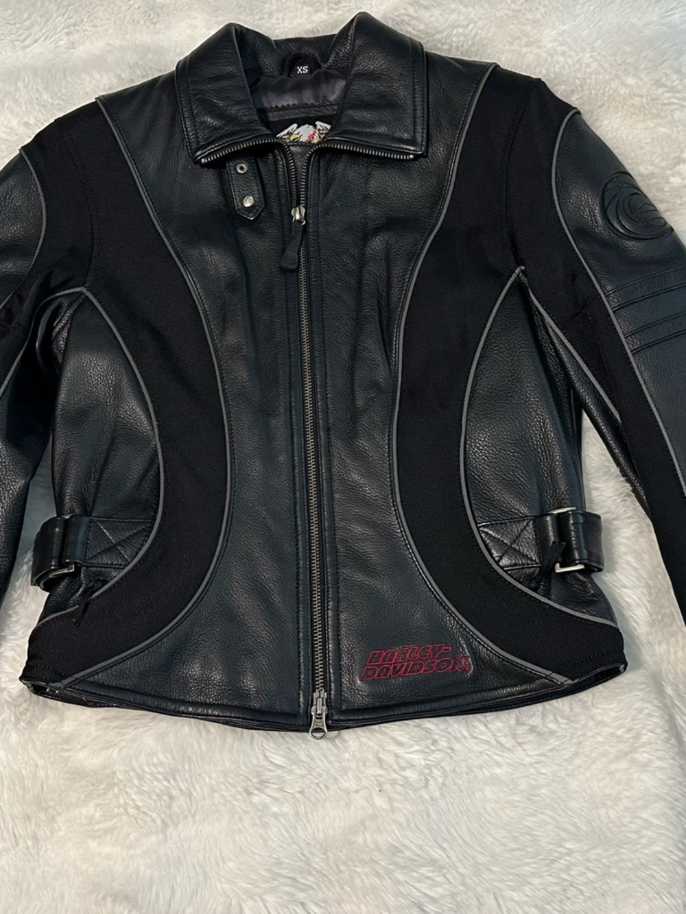 Harley-Davidson Black Leather & Textile Women's Moto Jacket